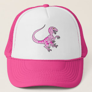 Vintage neon velociraptor pink trucker hat
