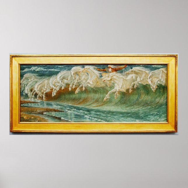 Vintage Neptune's Horses by Walter Crane Poster (Front)