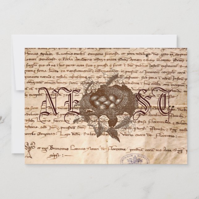 Vintage Nest Italian Invitation or Moving Card (Front)