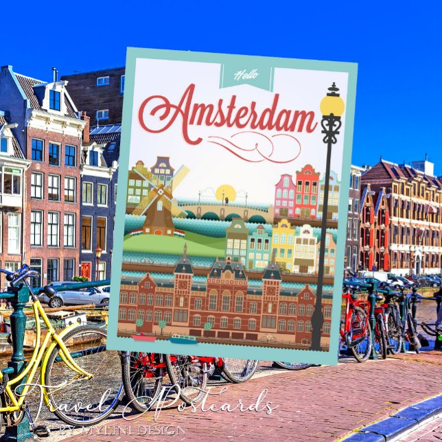 Vintage Netherland Skyline Amsterdam Postcard (Creator Uploaded)