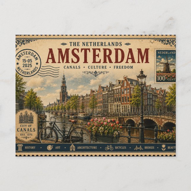  Vintage Netherlands Vacation Souvenir Postcard (Front)
