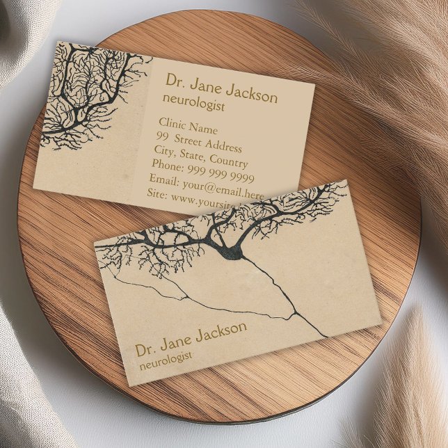 Vintage Neuron Drawing - Sepia Neurologist Business Card (Creator Uploaded)