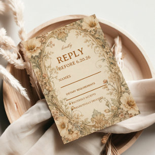 Vintage Neutral Botanical Elegant RSVP Card
