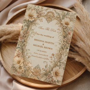 Vintage Neutral Botanical Save The Date