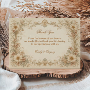 Vintage Neutral Botanical Thank You Card
