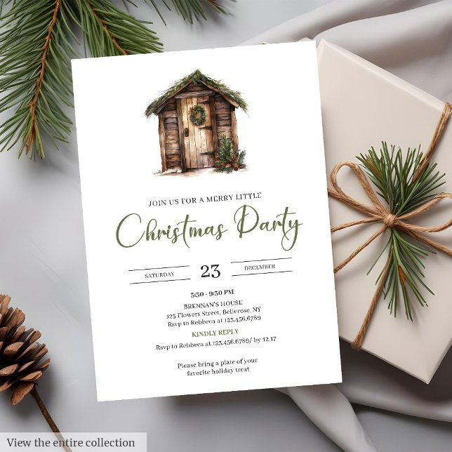 Vintage Neutral Earthy Minimalist Cosy Xmas Party  Invitation (Vintage Neutral Earthy Minimalist Cozy Xmas Party Invitation)