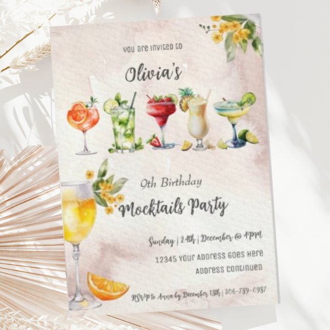 Vintage Neutral Mocktail Birthday Party Invitation (Creator Uploaded)