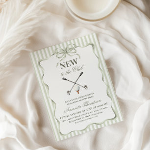 Vintage Neutral New to the Club Golf Baby Shower Invitation