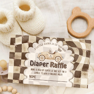 Vintage Neutral Race Car Baby Shower Diaper Raffle Enclosure Card
