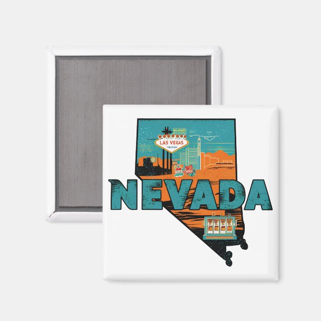 Vintage Nevada State Map USA Travel Magnet (Front/Back)