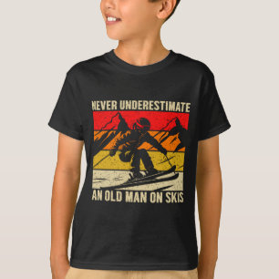 Vintage Never Underestimate An Old Man On Skis Fun T-Shirt