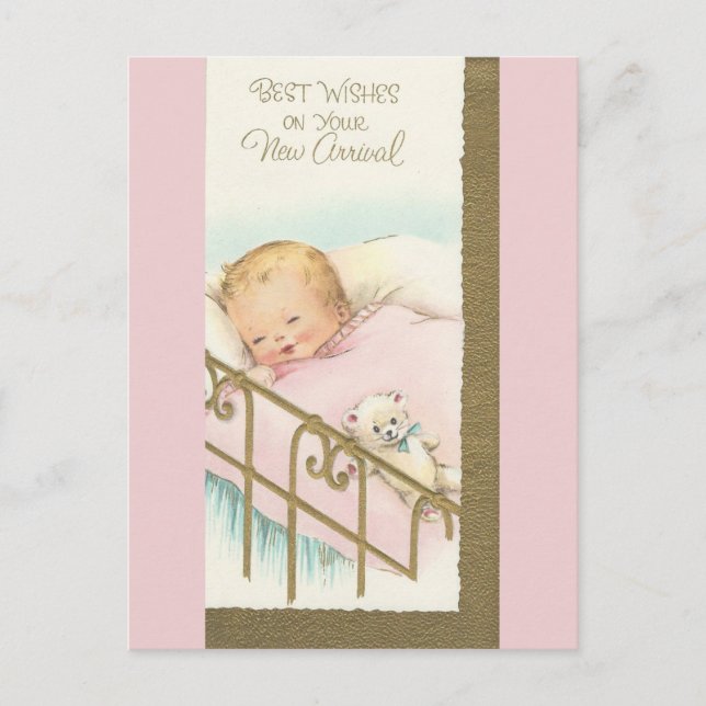 Vintage "New Arrival" Baby Postcard (Front)