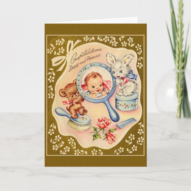 Vintage New Baby Congratulations Card (Front)