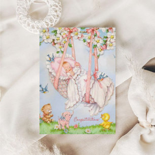 Vintage New Baby Congratulations Card