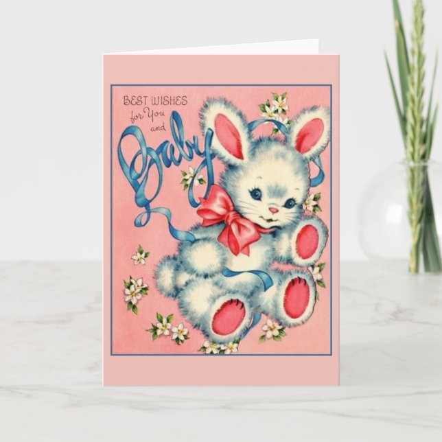 Vintage New Baby Greeting Card (Front)