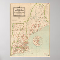 Vintage New England Industries Map (1919)