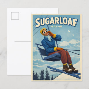 Vintage New England ski resort Sugarloaf maine Postcard