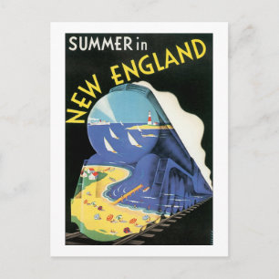 Vintage New England Train Advertisement Postcard