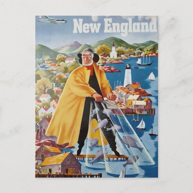 Vintage New England Travel Postcard (Front)