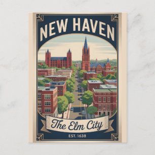 Vintage New Haven Connecticut Retro Travel Holiday Postcard