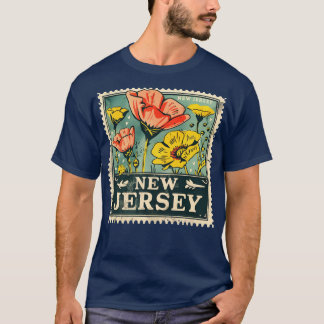 Vintage New Jersey State Flower Stamp Design T-Shirt