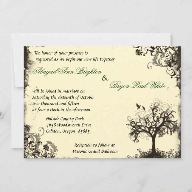 Vintage New Life Invitation in Off white (Front)