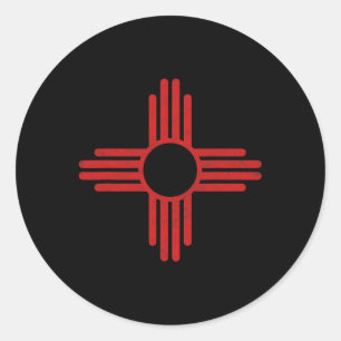 Vintage New Mexico Flag Zia Sun Retro Distressed Classic Round Sticker