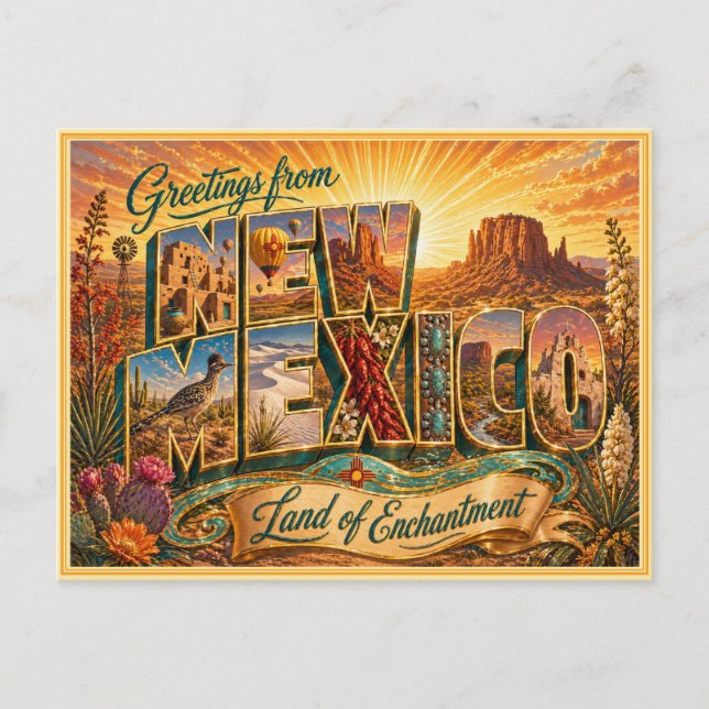 Vintage New Mexico Greeting From Postcard (Front)