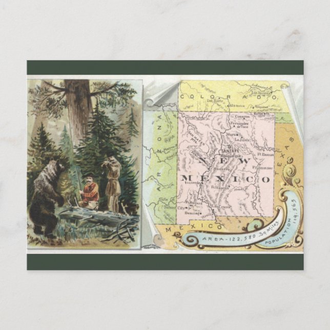 Vintage New Mexico Map Postcard (Front)