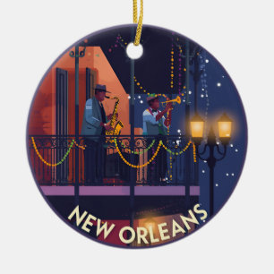 Vintage New Orleans Jazz Balcony Ceramic Tree Decoration