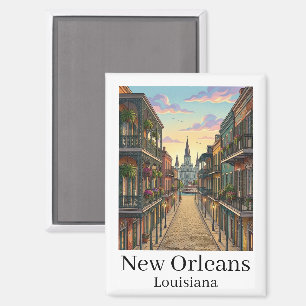 Vintage New Orleans Louisiana French Quarter Magnet