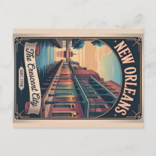 Vintage New Orleans Louisiana Retro Travel Poster  Holiday Postcard