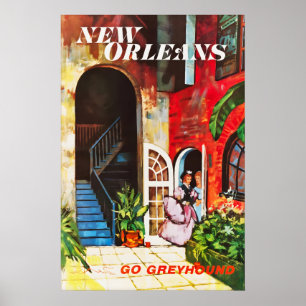 Vintage New Orleans Louisiana Travel Poster Print