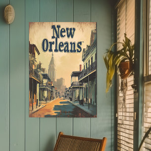 Vintage New Orleans, Louisiana Travel Wall Poster