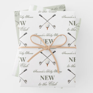 Vintage New to the Club Neutral Golf Baby Shower Wrapping Paper Sheet