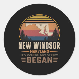 Vintage New Windsor Maryland Hometown My Story Beg Classic Round Sticker