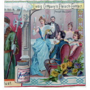 Vintage New Year Celebration: Liebig Advertising Shower Curtain