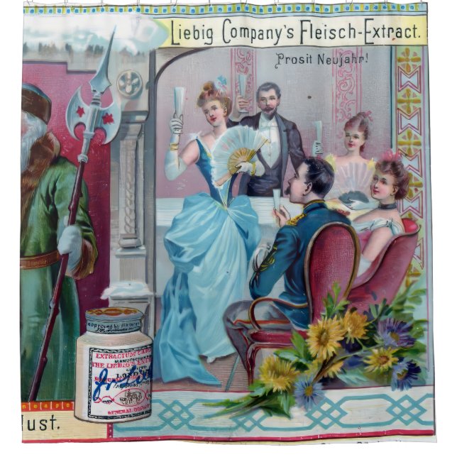 Vintage New Year Celebration: Liebig Advertising Shower Curtain (Front)