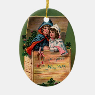 Vintage New Year Ceramic Tree Decoration