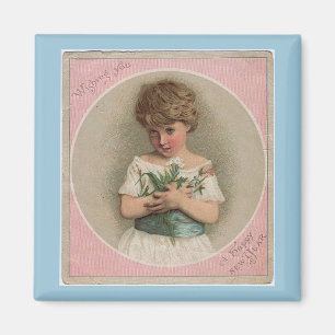 Vintage New Year Girl Magnet
