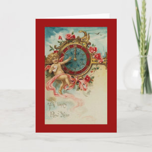Vintage New Year Greeting Holiday Card