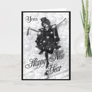 Vintage New Year Retro NewYears Day personaliZed Holiday Card