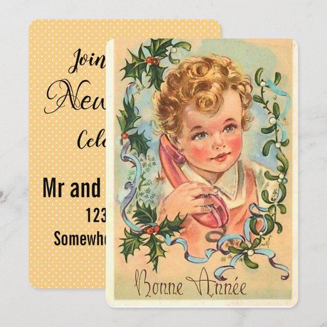 Vintage New Years Celebration Invitation (Front/Back)