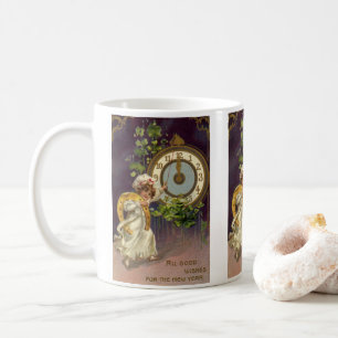 Vintage New Years Eve Irish Lass Clock at Midnight Coffee Mug