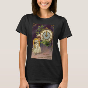 Vintage New Years Eve Irish Lass Clock at Midnight T-Shirt