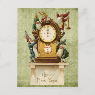 Vintage-New Years-Gnames Holiday Postcard