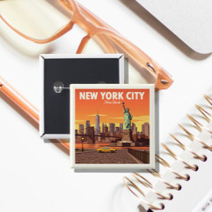 Vintage New York 15 Cm Square Badge