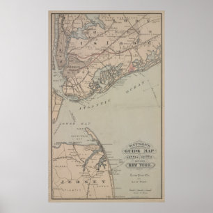 Vintage New York Bay & Atlantic Ocean Map (1880) Poster