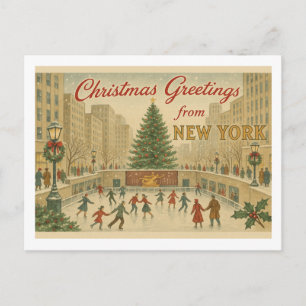 Vintage New York Christmas Greeting Postcard