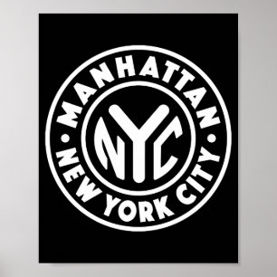 Vintage New York City Circle Manhattan White Poster